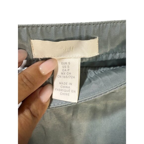 H&M‎ Womens Satin Midi Skirt With Side Slit Light Blue Size S - Picture 3 of 8